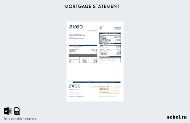 скачать в цифровом формате шаблон выписки по ипотеке в австралийском банке Aveo